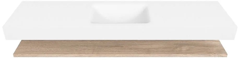 Zaro Alan badmeubel 180cm met planchet washed oak en vrijhangende wastafel cloud midden 1 kraangat talc