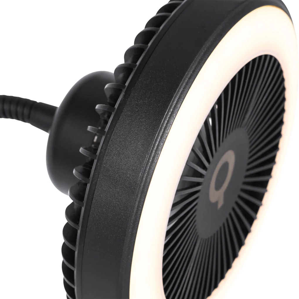 Vloerlamp met dimmer met ventilator zwart incl. LED 2700K - 4000K - Dores Modern rond Binnenverlichting Lamp