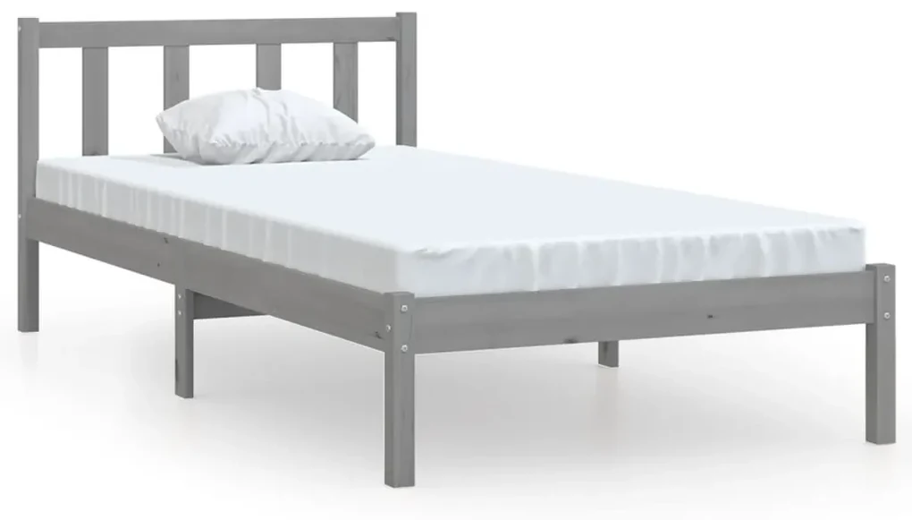 vidaXL Bedframe massief grenenhout grijs 75x190 cm 2FT6 Small Single