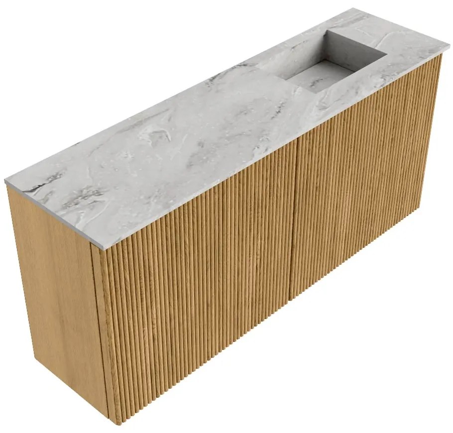 Mondiaz Joya DLux 90cm toiletmeubel oak met wastafel faye rechts 1 kraangat glace