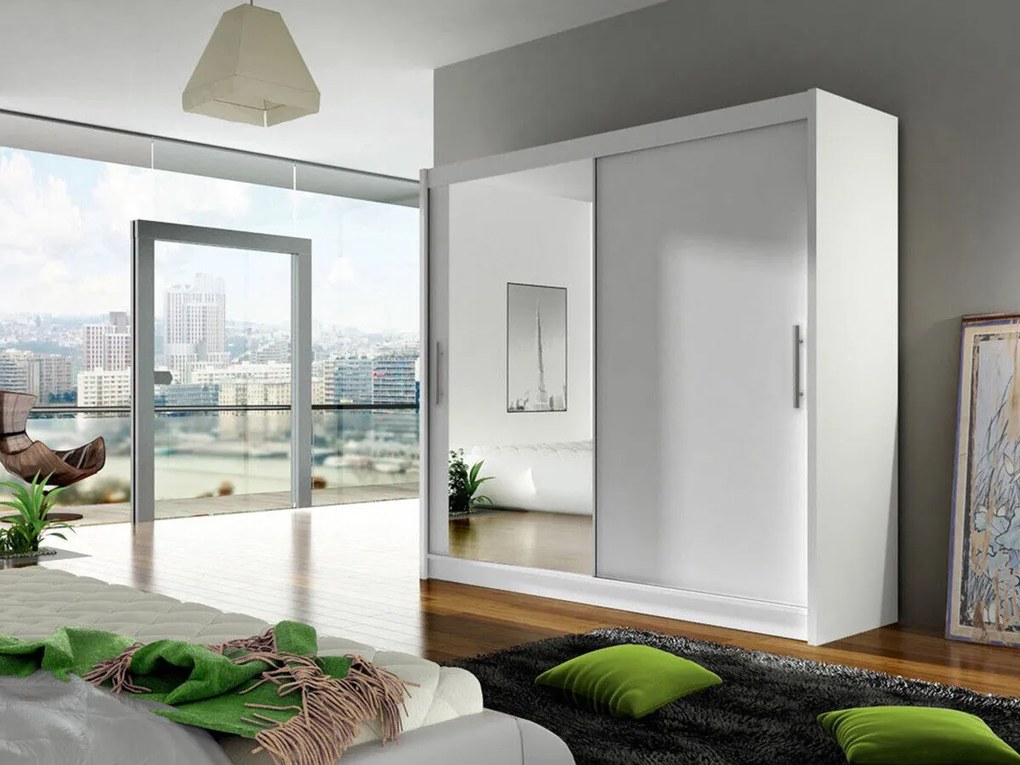 Kledingkast Closico Pallor VI, Wit, 215x180x58cm, 148 kg, Kledingkast deuren: Schuivend, Aantal planken: 5, Aantal planken: 5