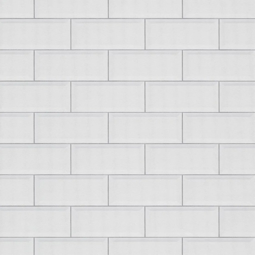 Rivièra Maison - RM Wallpaper Midtown Tile white - Kleur: wit