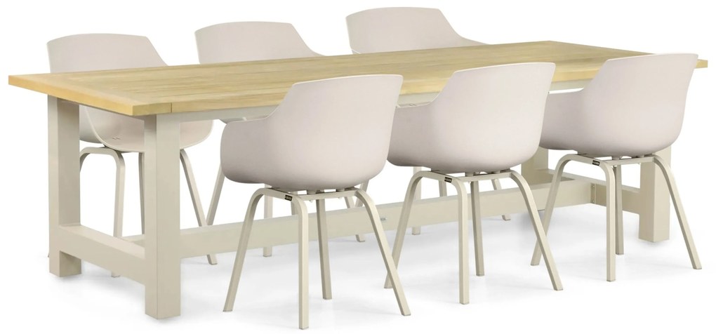 Tuinset 6 personen 260 cm Kunststof Taupe Lifestyle Garden Furniture Salina/San