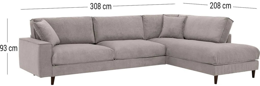 Goossens Bank Jonas beige, stof, 3,5-zits, urban industrieel met ligelement rechts
