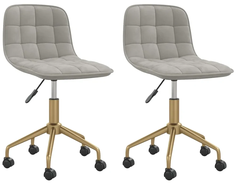 vidaXL Eetkamerstoelen draaibaar 2 st fluweel lichtgrijs