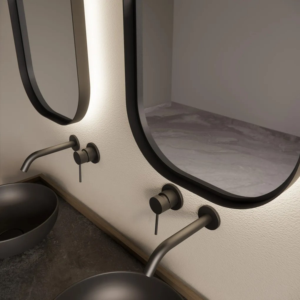 Gliss Design Plato spiegel met LED-verlichting 40x100cm mat zwart