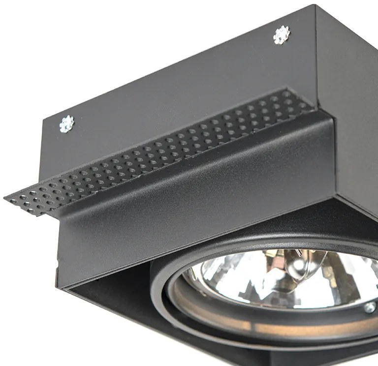Grote Inbouwspot zwart AR111 draai- en kantelbaar trimless - Oneon Modern QR111 / AR111 / G53 vierkant Binnenverlichting Lamp