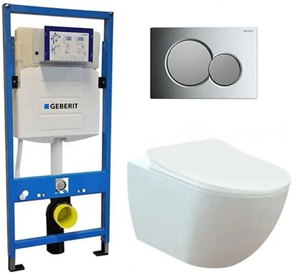 Geberit UP 320 Toiletset - Inbouw WC Hangtoilet Wandcloset - Creavit Mat Wit Rimfree Geberit Sigma-01 Chroom/Mat Chroom