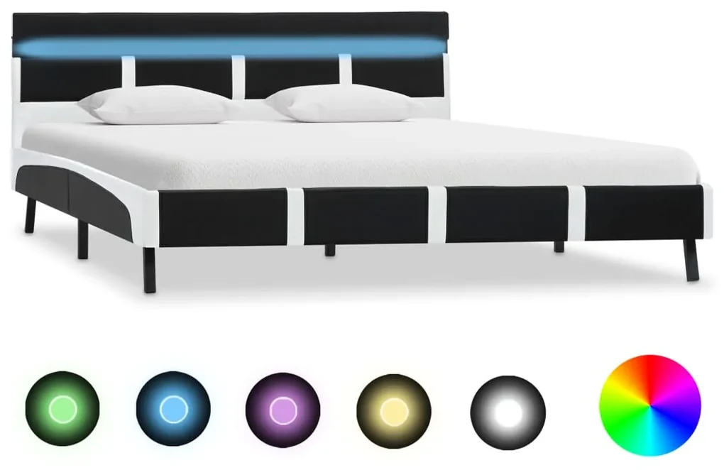 vidaXL Bedframe met LED kunstleer zwart 140x200 cm