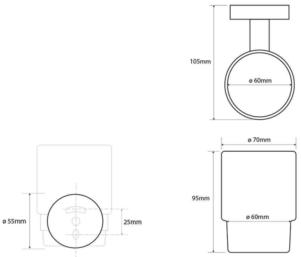 Sapho X-Round glashouder met glas koper geborsteld