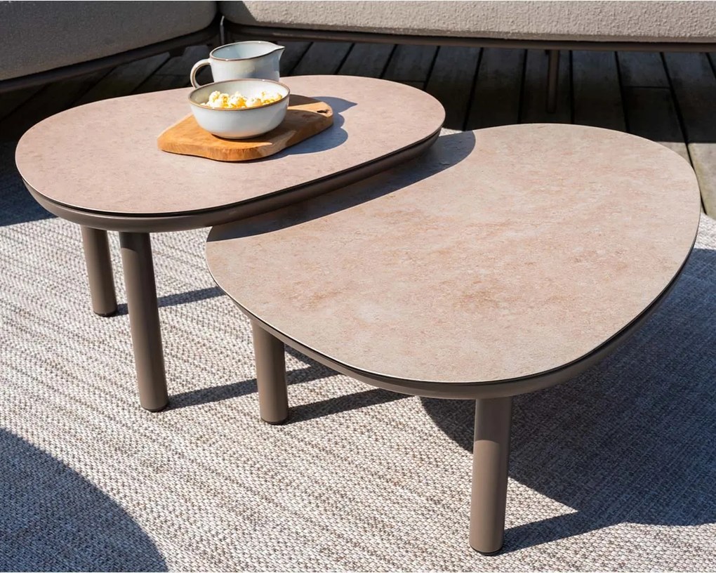 4 Seasons Monroe loungetafels Ø65xH32 cm en Ø80xH27 cm - terre