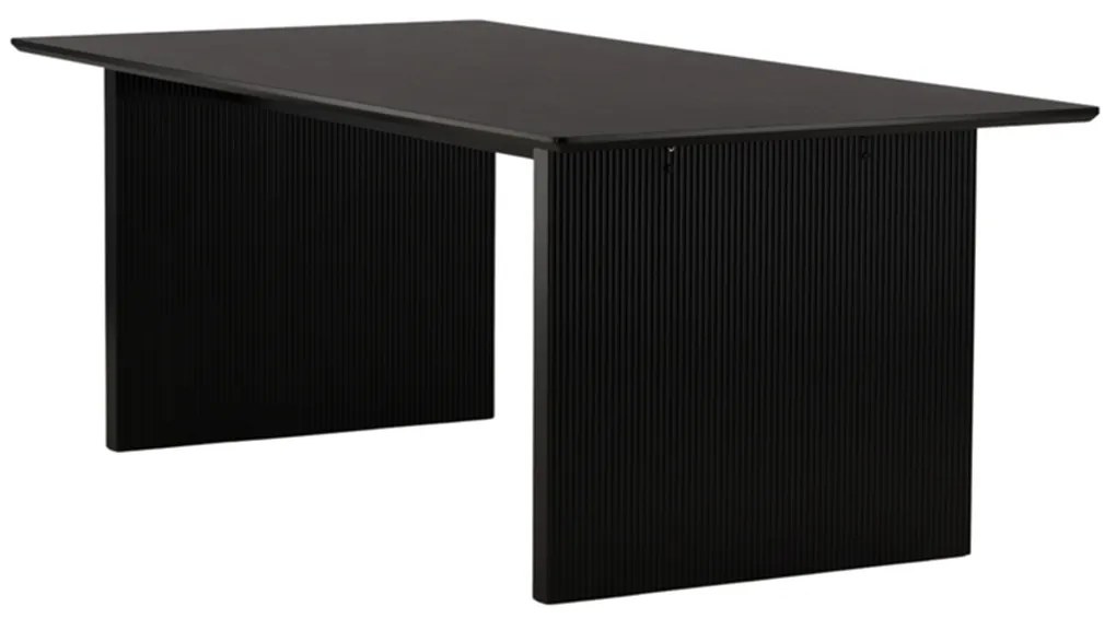 Eettafel Met Geribbelde Poten Zwart - 100 X 200cm.