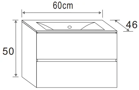 Badstuber Corbo badkamermeubel 60cm licht eiken met wastafel 1 kraangat
