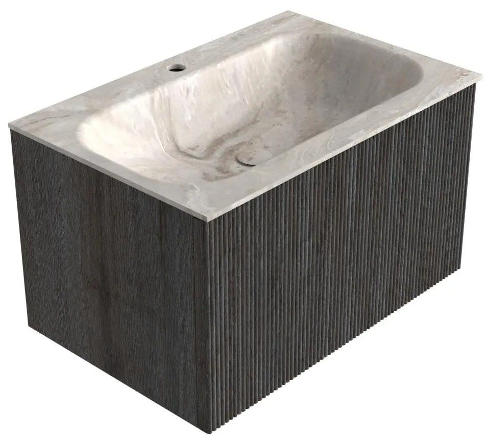 Mondiaz Kurve-dlux 70cm badmeubel shadow met 1 lade en wastafel big small midden 1 kraangat frappe