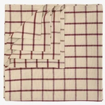 Oriska Katoenen Tafelkleed 150x150 Cm Beige Tapioca - Wijnrood - Sklum