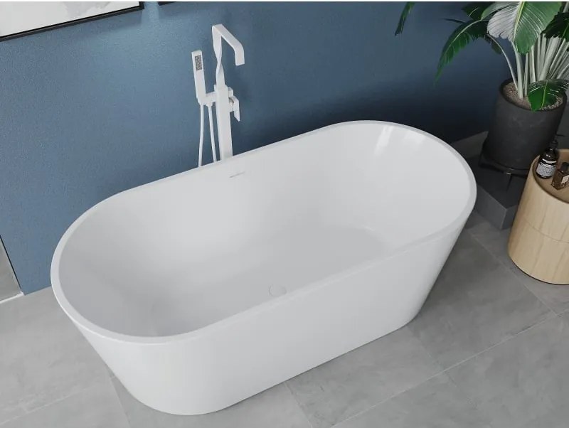 Mexen Luna vrijstaande badkuip 140 x 75 cm, wit, witte overloop - 52031407500-20