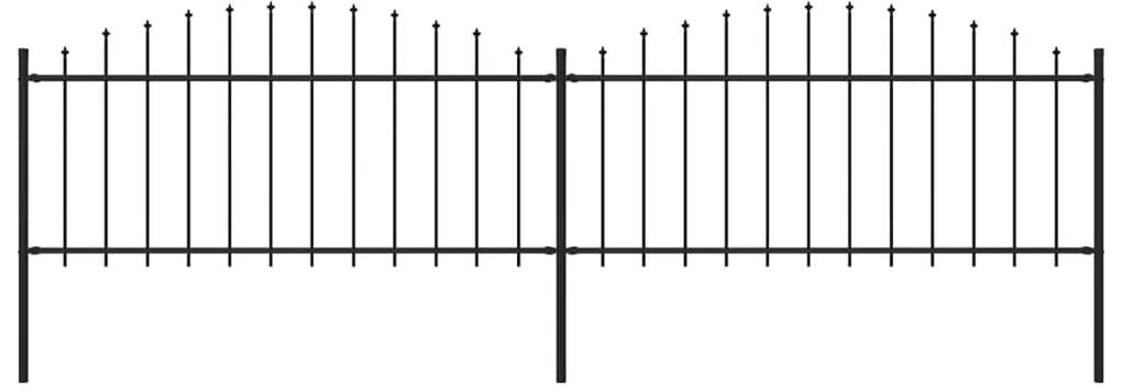 vidaXL Tuinhek met speren bovenkant (0,5-0,75)x3,4 m staal zwart