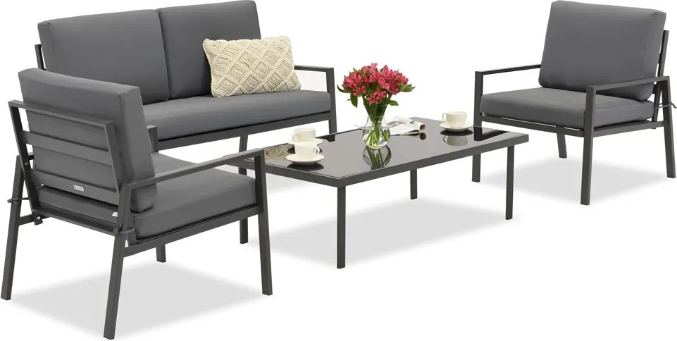 Tuinpunt Vigo Coffee 4 antraciet tuinset