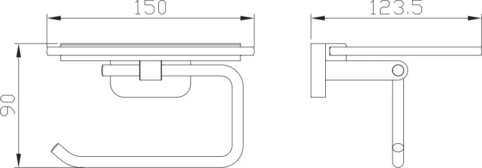 Eastbrook Asti messing toiletrolhouder met glazen planchet messing geborsteld