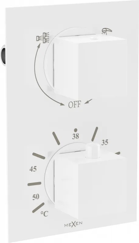 Mexen Cube thermostatische bad-douchekraan 2-weg, wit - 77502-20
