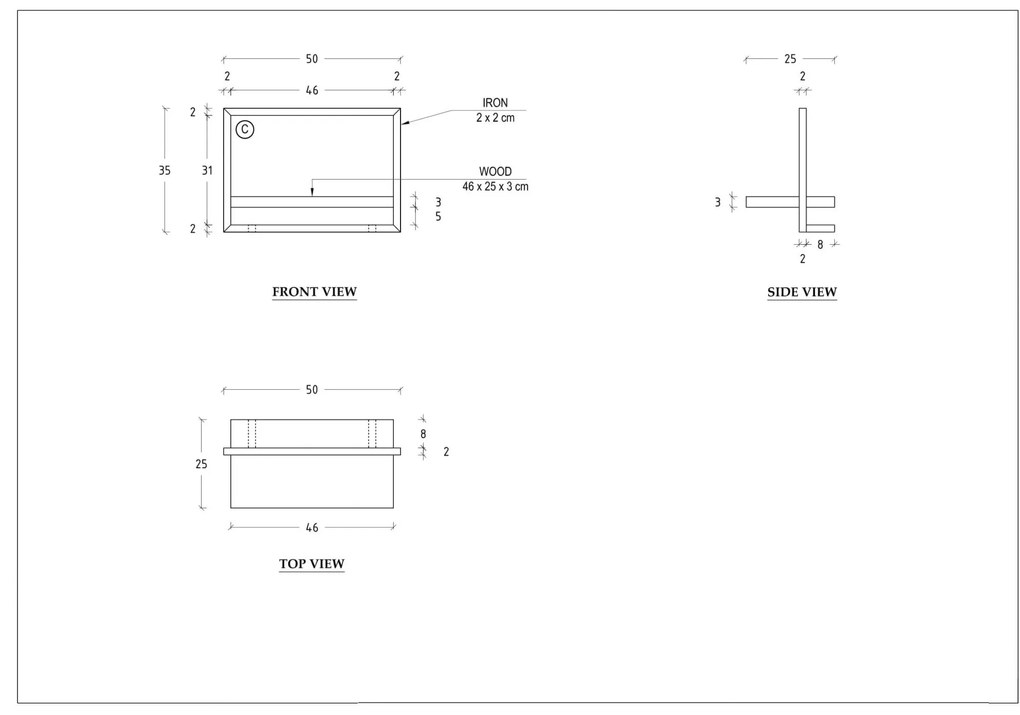 Industriële Wandplank Shelfie C - 50cm X 35cm