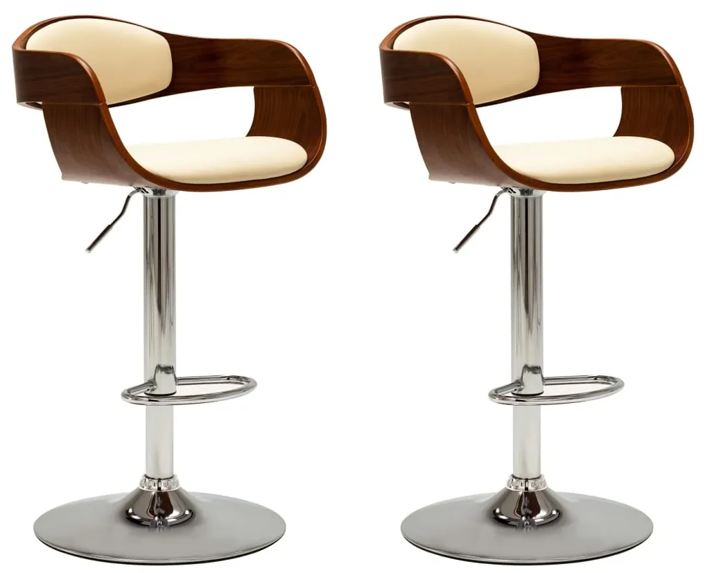 vidaXL Barstoelen 2 st gebogen hout en kunstleer crème