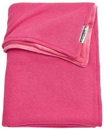 Knit Basic wiegdeken met velours 75x100 cm bright pink