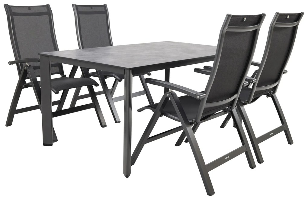 Kettler Altura/Edge verstelbare aluminium tuinset voor 4 personen 160x95 cm. - Antraciet