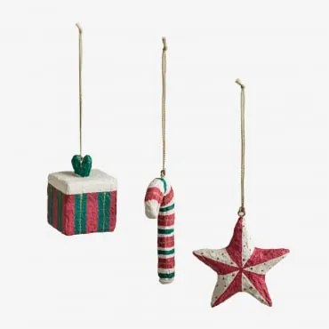 Set Van 3 Kerstdecoraties Van Papier-maché Randolf Granaat - Sklum