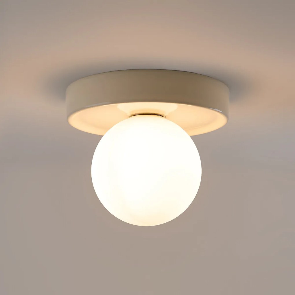 Plafondlamp of wandlamp, rond, keramiek en opaline glas, diameter 22,5 cm, HOLI