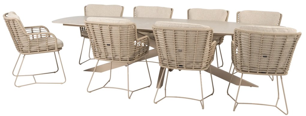 Prado Fabrice dining tuinset 300x110xH75 cm 9 delig keramiek latte 4 Seasons Outdoor