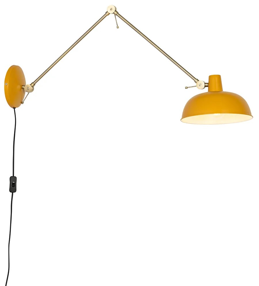 Smart wandlamp met dimmer geel met brons incl. Wifi P45 - Milou Retro E27 rond Binnenverlichting Lamp