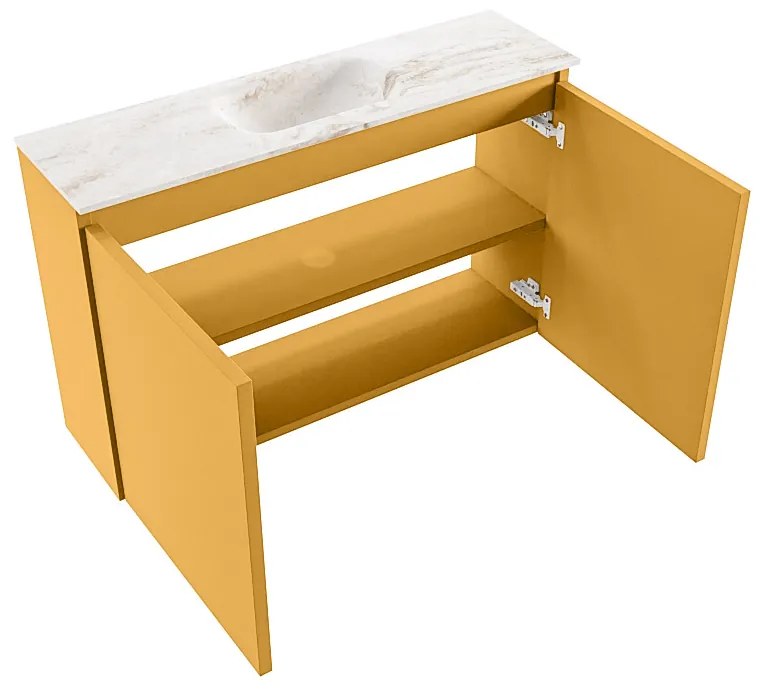 Mondiaz Ture DLux toiletmeubel 80cm ocher met wastafel frappe midden met kraangat