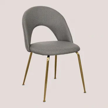 Eetkamerstoel Bekleed Met Glorys Style-stof Grijs – Taupe & Goud - Sklum