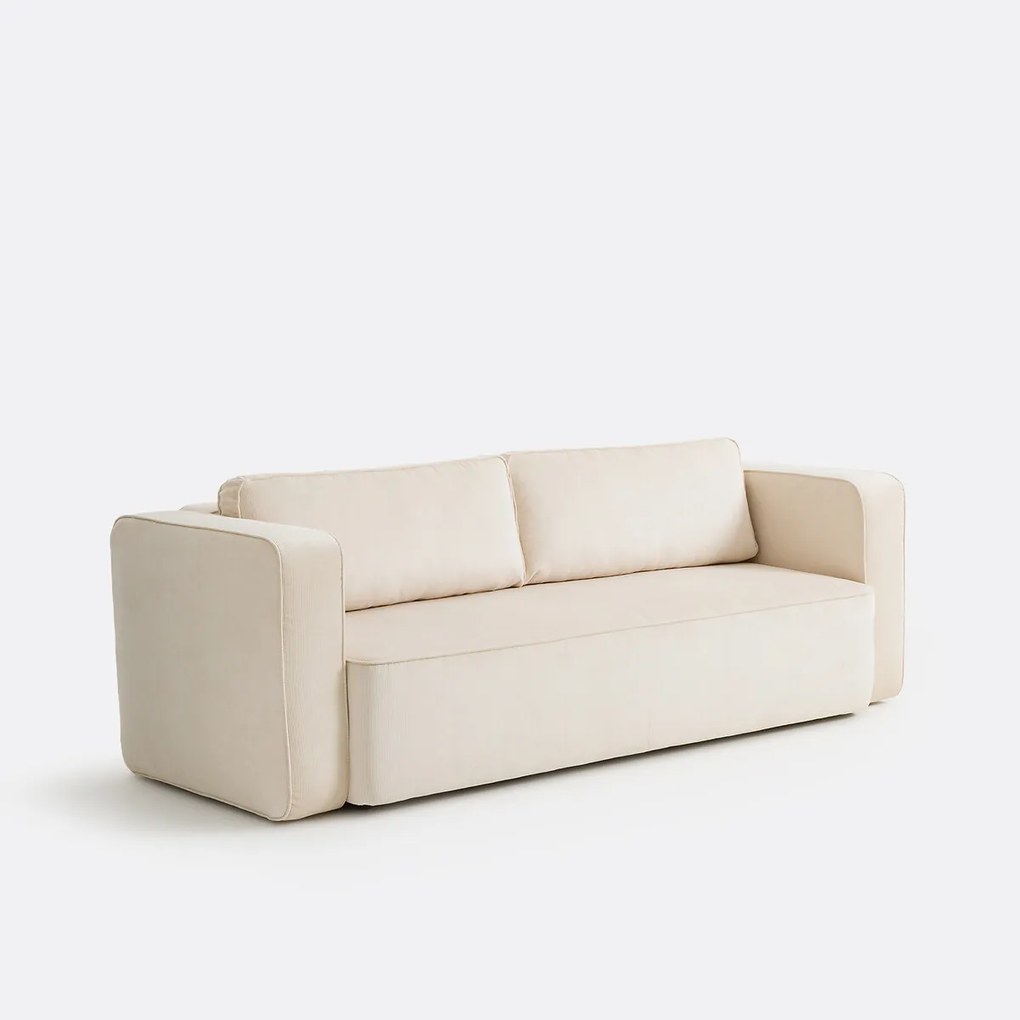 3-zitsbank, omvormbaar, met box, van fijn ribfluweel, AMEDEA