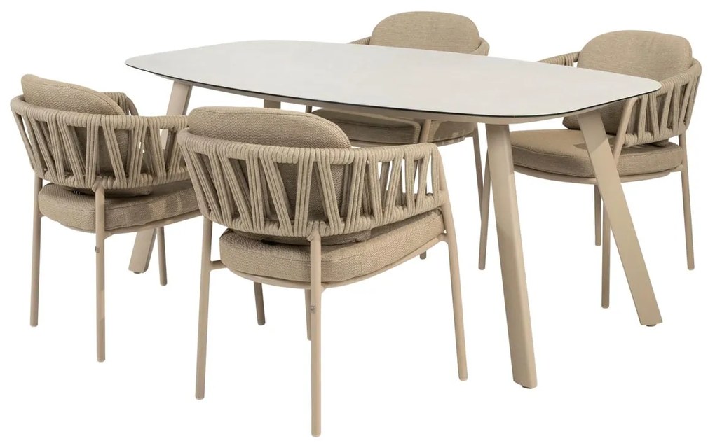 Taste by 4 Seasons Calma tuinset latte met Manolo tafel 180 cm Tuinstoel   taupe weerbestendig