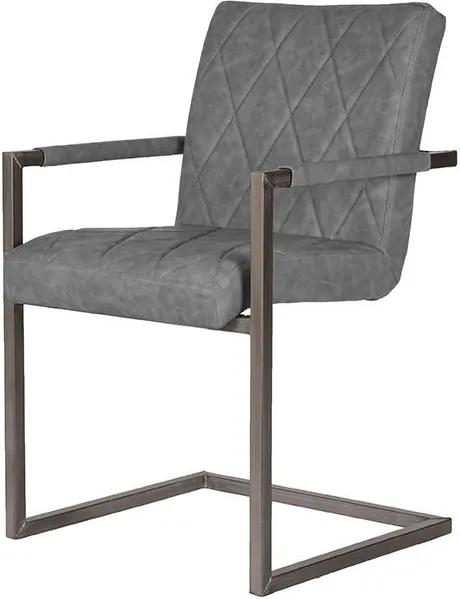 LABEL 51 | Eetkamerstoel Oslo breedte 55 cm x hoogte 85 cm x diepte 55 cm grijs eetkamerstoelen pu-leder meubels stoelen & fauteuils