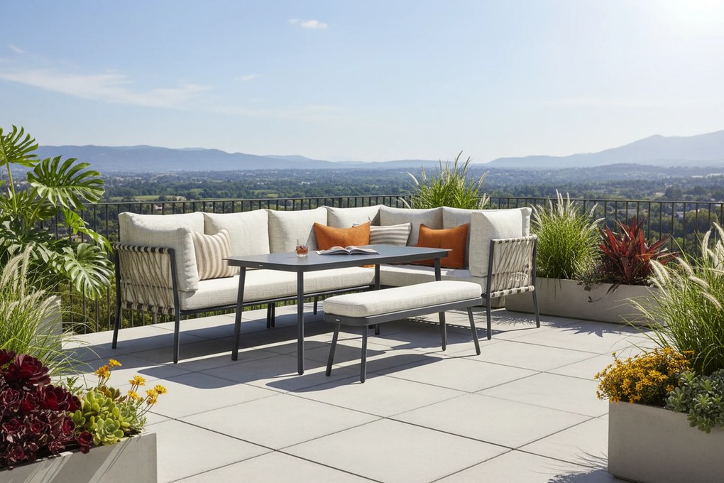 Dining Loungeset 7 personen Aluminium/rope Grijs  Lifestyle Garden Furniture Boretti