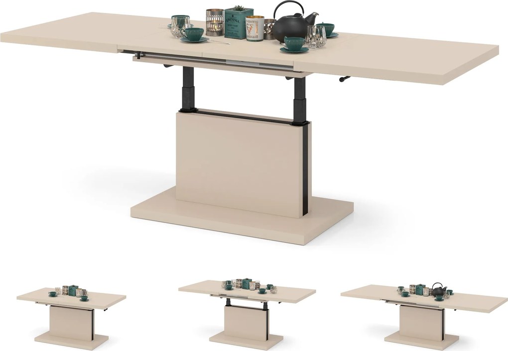 ASTON Beige [Super Mat / Anti-fingerprint] - MODERNE UITKLAPBARE EN VERSTELBARE SALONTAFEL KASHMIR