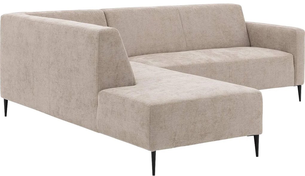 Goossens Zitmeubel Key West bruin, stof, 2-zits, modern design met ligelement links