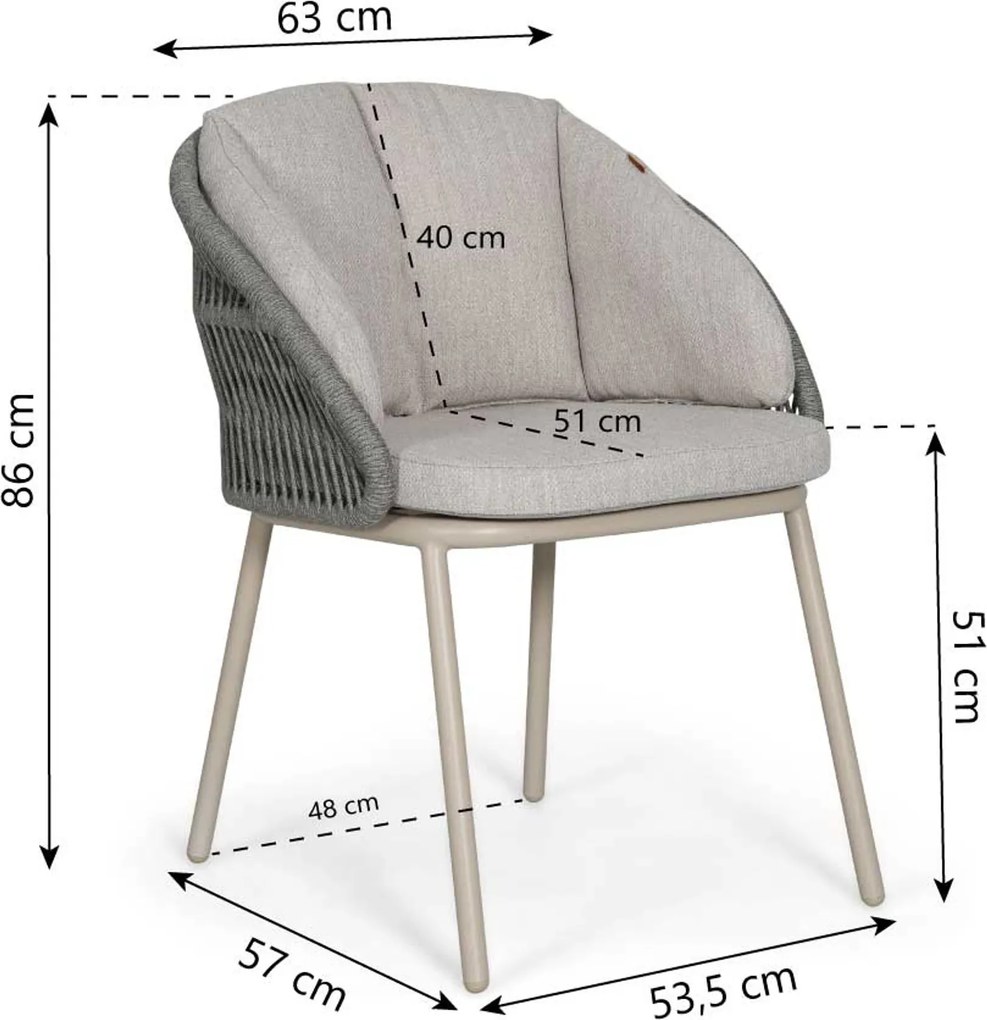 Tuinset 6 personen 240 cm Rope Zand/Beige Santika Furniture Santika