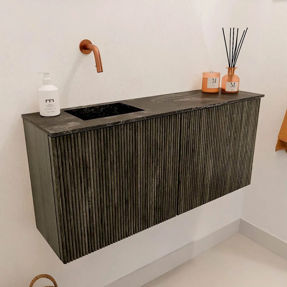 Mondiaz Joya DLux 90cm toiletmeubel shadow met wastafel faye links zonder kraangat lava