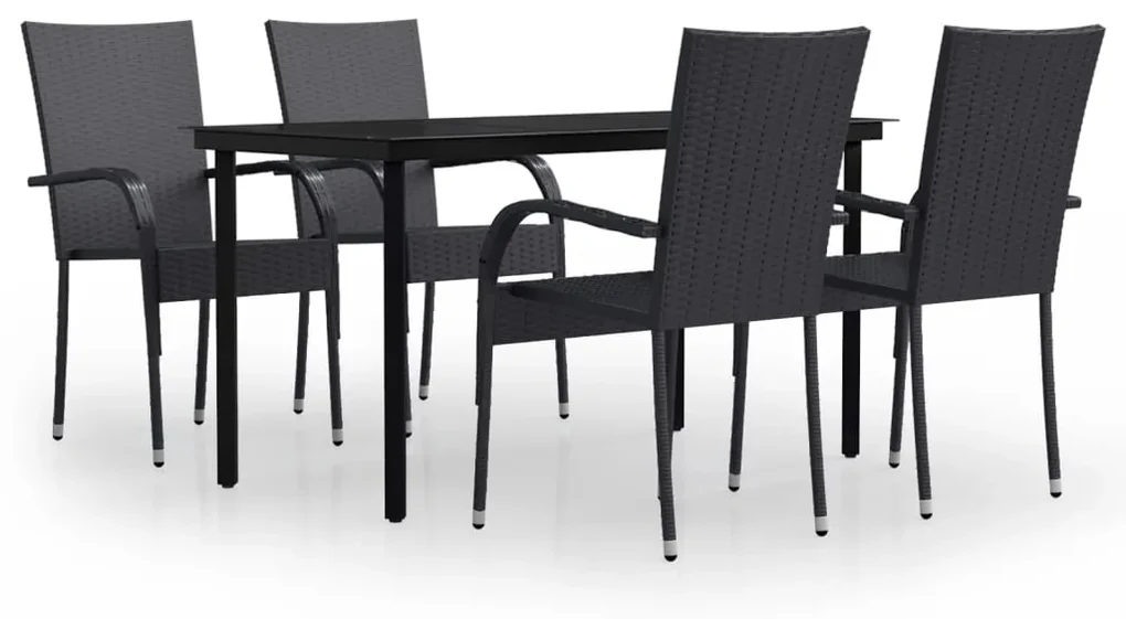 vidaXL 5-delige Tuinset zwart