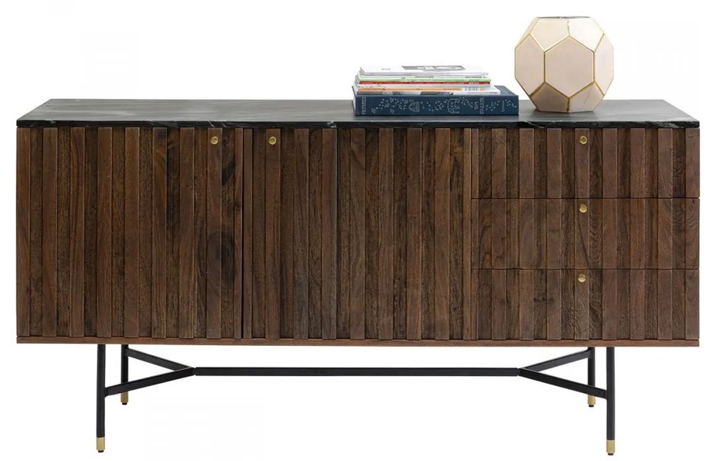 Kare Design Apiano Dressoir Van Acacia En Marmer - 150x45x76cm.