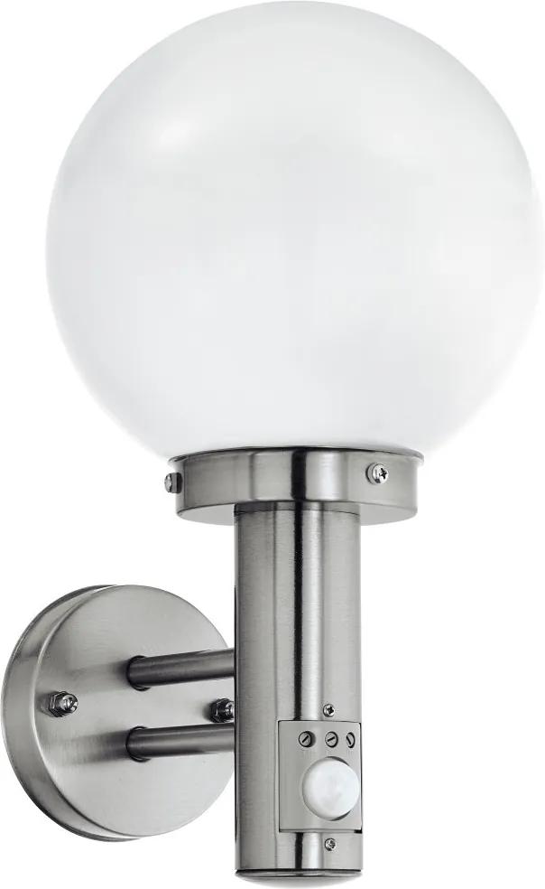 Wandlamp H-34 cm. Met Sensor RVS Opaal