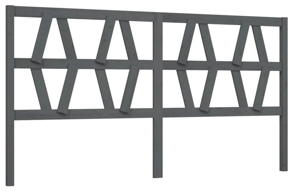 vidaXL Hoofdbord 206x4x100 cm massief grenenhout grijs