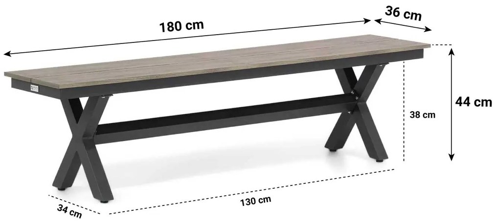 Lifestyle Garden Furniture Forest Picknickbank X Aluminium/polywood Grijs