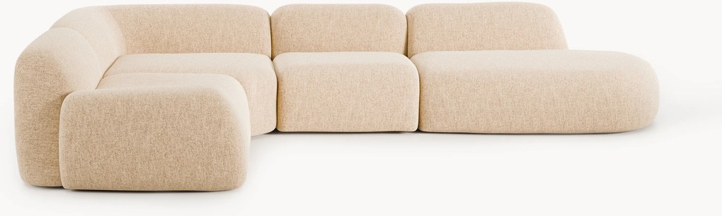 Modulaire bouclé XL hoekbank Wolke met chaise longue