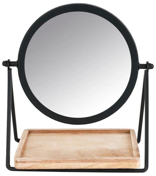 Make-up spiegeltje met plankje - zwart - 19x14x21 cm