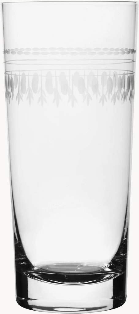 Mondgeblazen kristallen longdrinkglazen Ovals, 4-delig